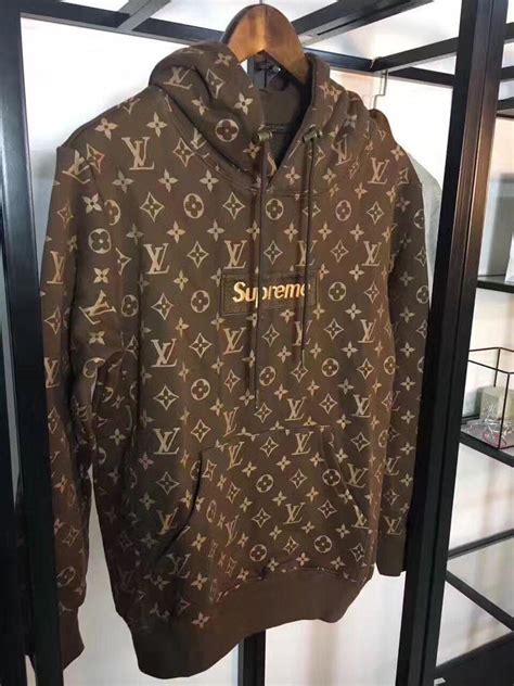 supreme x louis vuitton hoodie brown|supreme louis vuitton pullover.